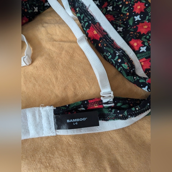 NWT Bamboo Underwear Bralette Cottagecore Floral Sz L Trangle No Wire Soft - Picture 6 of 11